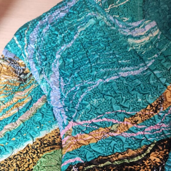 Vintage Women's Reversible light jacket - M, teal and Monet inspired design - Picture 3 of 5